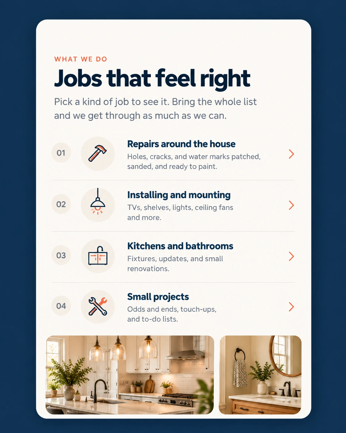 ReadyFix demo services page with a list of jobs.